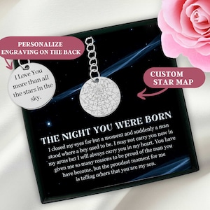 To My Son Custom Star Map Keychain, Personalized Gift for Son, Mom To Son Gifts, Son Birthday Gift