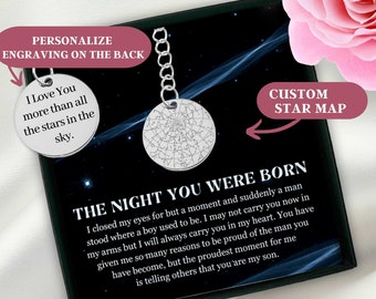 To My Son Custom Star Map Keychain, Personalized Gift for Son, Mom To Son Gifts, Son Birthday Gift