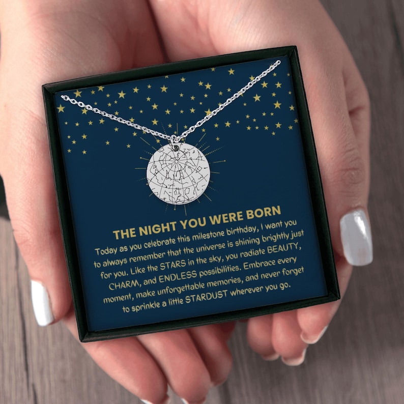 The Day You Were Born Star Map Necklace, Personalized Birthday Gift ...
