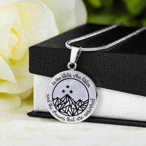 Acotar Starry Mountains Night Court Pendant Necklace, Velaris Bookish Jewelry, Night Court Necklace, Bookish Gifts