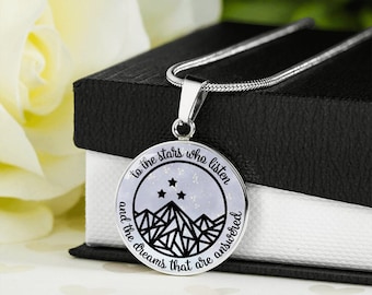 Collana con ciondolo della corte notturna delle montagne stellate Acotar, gioielli libreschi Velaris, collana della corte notturna, regali libreschi