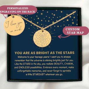 13th Birthday Gift Necklace, Personalized Star Map Necklace, Officially a Teenager, 13th Birthday Gift, Daughter Birthday Gift, Thirteenth