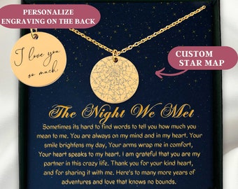 Collar de mapa de estrellas personalizado de regalo de aniversario, regalo de aniversario de boda para esposa, regalo de aniversario personalizado para novia, regalo para esposa