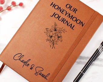 Diario de luna de miel personalizado, regalos de boda personalizados, libro de aventuras para parejas, cuaderno de viaje para recién casados, regalo de compromiso, planificador de viajes