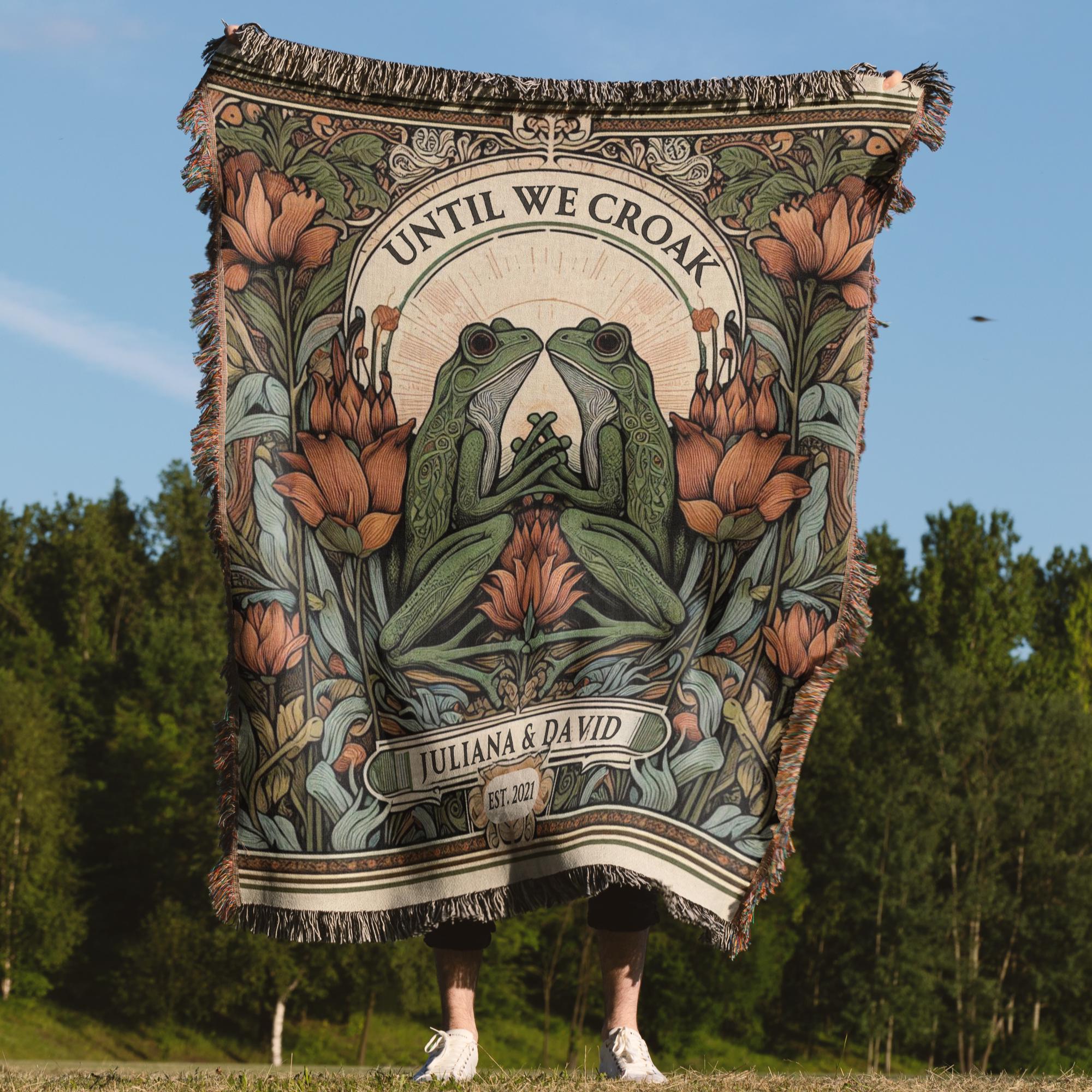 Personalized Frog Couple Tapestry