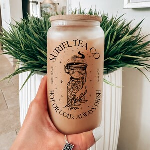 ACOTAR Suriel Tea Co Tumbler, Sarah J Maas Inspired 16oz Frosted Libbey Beer-Tea-Coffee Glass, Dark Fantasy, Bookish Cup Gift, Dark Romance