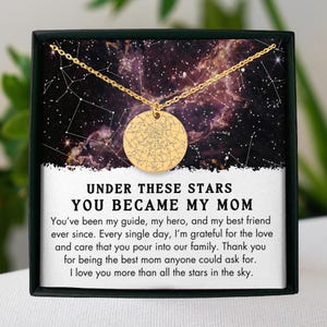Gepersonaliseerd op de dag dat je mijn moeder werd ketting, Moederdagcadeau van dochter zoon, aangepaste moederdag sterrenkaart ketting, verjaardagscadeau moeder