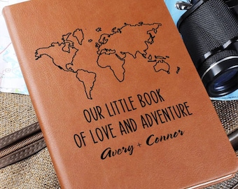 Travel Journal, Personalized Couple Adventure Journal, Travel Notebook, World Travel Bucket List, Camping Journal, Camper Book, Trip Planner