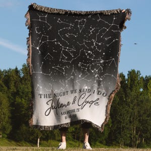 Coperta da tiro personalizzata in cotone per anniversario, regalo per il secondo anniversario, regalo per la moglie, per coppie, iniziali, data stabilita, regalo di nozze