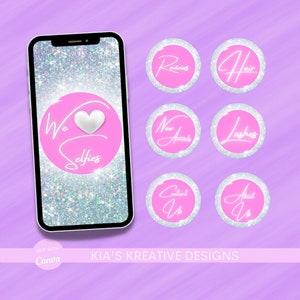 Instagram Highlight Covers | DIY Instagram Highlights | Social Media Highlight | Instagram Story Covers | Canva Template | Pink | Glitter