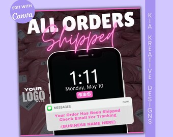 Shipping Flyer | DIY Flyer | Canva Template | Delivery Flyer | Orders Shipped | Order Shipped Flyer | Premade Shipping Flyer