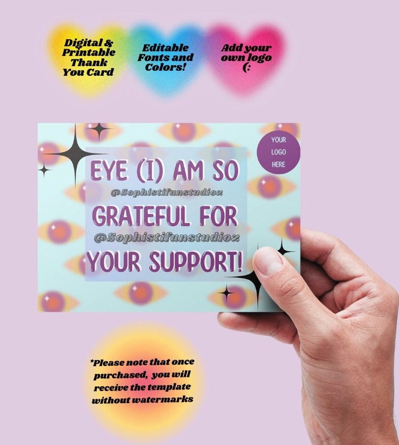 Thank You Card Editable Canva Template Printable & - Etsy