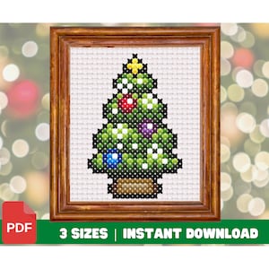 Cross Stitch Christmas Tree - Easy Pixel Art Pattern in Three Sizes - PDF Download