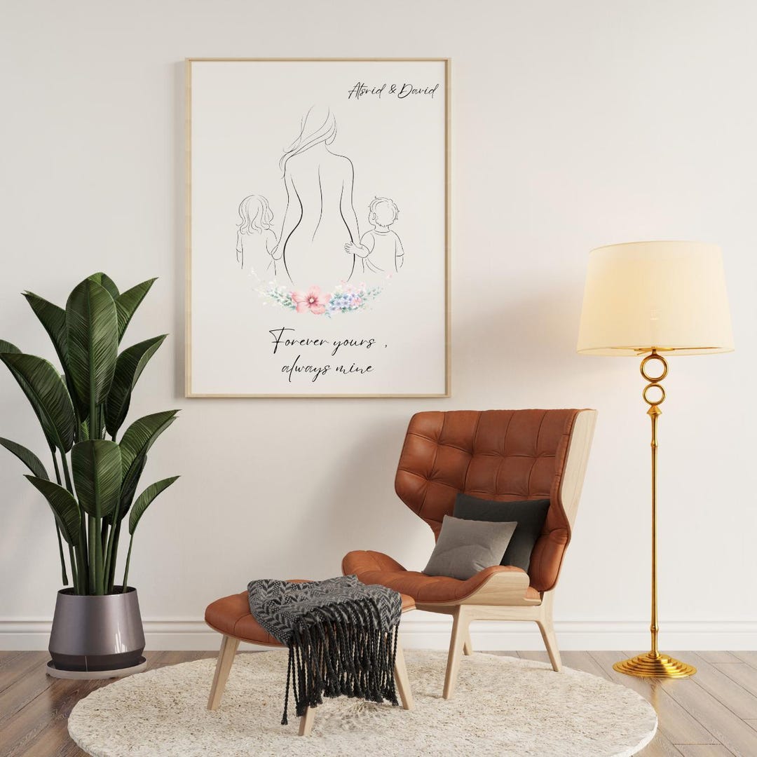 Personalized Family Line Art Acrylic Print, Custom Minimalist Portrait ...