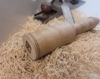 Handmade turned wooden maple carvers mallet
