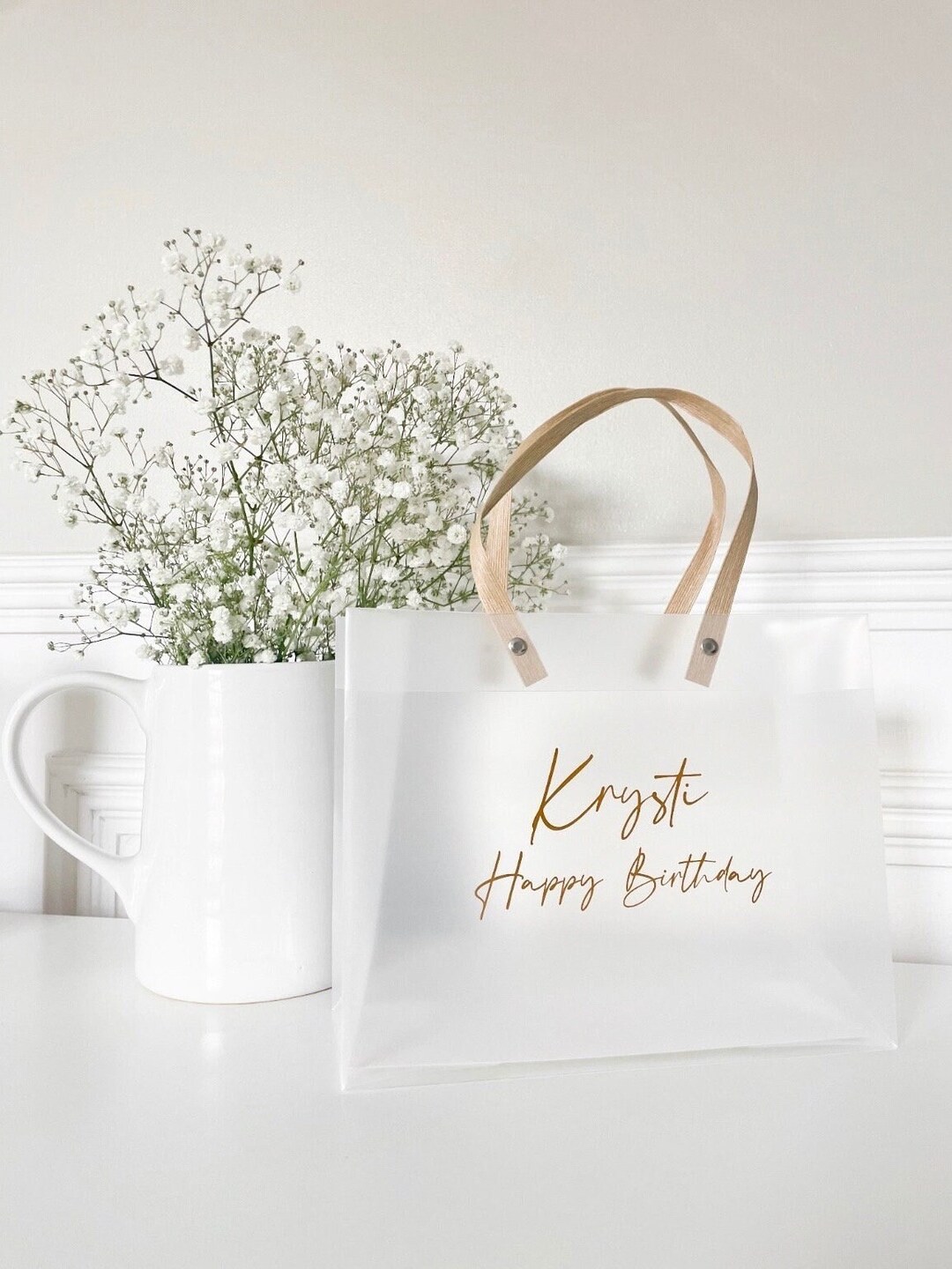 Personalised Frosted Gift Bag, Bridesmaid, Birthday, New Baby, Bridal