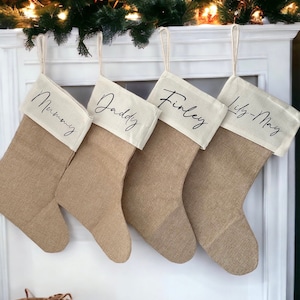 Personalised Burlap Christmas Stocking, Neutral Stocking, Matching Family Stockings, First Christmas, Hessian, Present Sack, Jute Stocking