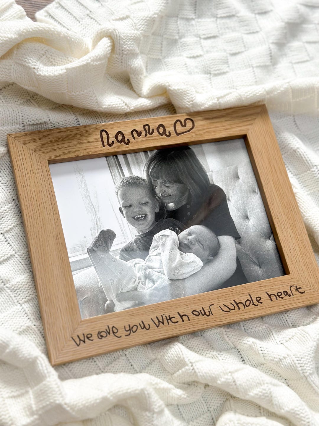 Personalised Handwritten Engraved Wooden Effect Photo Frame ...