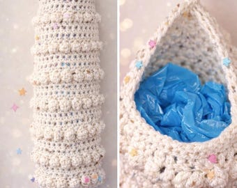 Soporte para bolsas de plástico estilo boho tejido a crochet