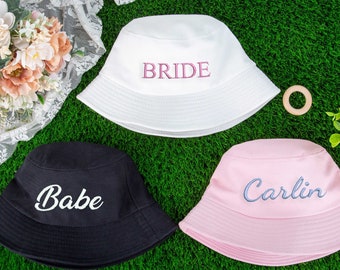 Embroidered Bride Bucket Hat, Bachelorette Party Bucket Hat, Bucket Hat, Bride Hat, Custom Cotton Sun Hat, Bridal Shower, Bachelorette Gifts