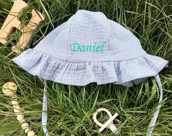 Baby Sun Hat, Newborn Baby Sun Hat,Baby Embroidered Sun Hat, Monogrammed Baby Hat, Custom Toddler Hat for Baby Boy Girls, Baby Shower Gift