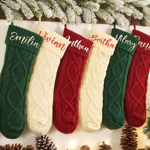 Medias navideñas personalizadas, regalos de Navidad, medias familiares, medias navideñas bordadas, medias navideñas, medias de punto
