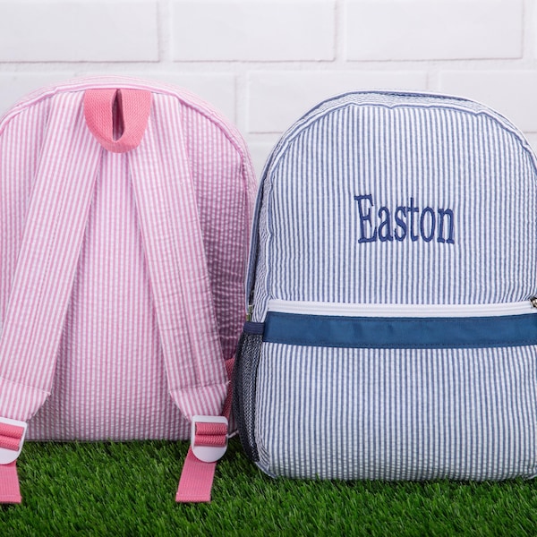 Personalized Baby Backpacks, Toddler School Bag, Monogrammed Toddler Backpacks, Seersucker Backpack,  Preschool Book Bag, Custom Baby Gift