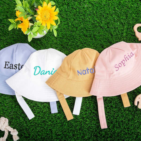 Chapeau de soleil pour bébé, chapeau de seau pour bébé, chapeau de soleil brodé pour bébé, chapeau de seau pour bébé monogrammé, chapeau de tout-petit personnalisé pour bébé garçon filles cadeau de fête de bébé