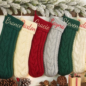 Personalized Christmas Stockings, Embroidered Stocking, Christmas Gift, Knitted Name Stockings, Monogram Family Stockings, Holiday Stockings zdjęcie 3