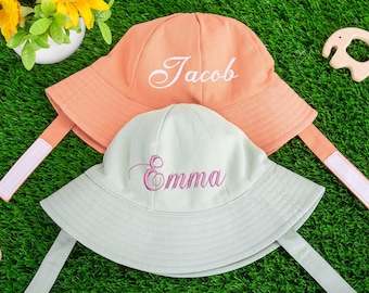 Chapéu de balde personalizado para bebê, chapéu de sol para bebê, chapéu de balde bordado para bebê, chapéu de bebê com monograma, chapéu personalizado para criança, menino e menina, presente de chá de bebê