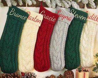 Embroidered Knit Stockings, Personalized Christmas Stocking, Family Stockings, Christmas Gifts, Monogram Holiday Stocking, Xmas Tree Decor