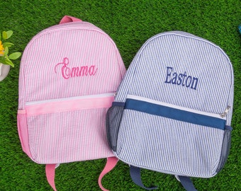 Monogram Toddler Backpacks, Personalized Baby Backpacks, Kids Seersucker Backpack, Toddler School Bag,Preschool Book Bag,Custom Toddler Gift