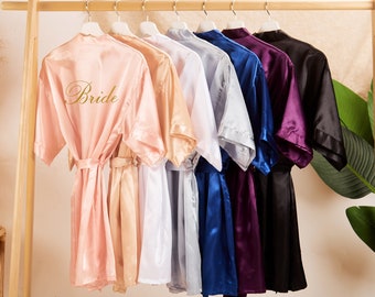 Personalized Bridesmaid Robes, Silk Wedding Robes, Bridal Party Robes, Bridesmaid Pajamas, Bridesmaid Gift, Wedding Gown, Bachelorette Robes