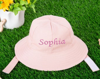 Baby Bucket Hat,Personalized Baby Sun Hat,Baby Beach Hat,Embroidered Bucket Hat,Monogram Baby Hat,Hat for Toddler Boy Girls,Baby Shower Gift