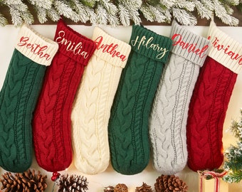 Personalized Christmas Stockings, Embroidered Stocking, Christmas Gift, Knitted Name Stockings, Monogram Family Stockings, Holiday Stockings