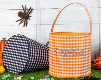 Personalized Halloween Basket, Embroidered Halloween Bucket, Trick or Treat Bag, Monogram Halloween Bag, Kids Halloween Gifts Candy Tote Bag