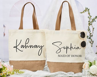 Bridesmaid Tote Bags, Personalized Canvas Tote Bag, Maid of Honor Gifts Bag, Bridesmaid Proposal Bags, Custom Beach Bag, Bridal Shower Gifts
