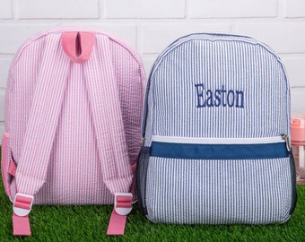 Personalized Baby Backpacks, Toddler School Bag, Monogrammed Toddler Backpacks, Seersucker Backpack,  Preschool Book Bag, Custom Baby Gift