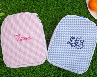 Gepersonaliseerde geborduurde lunchbox, cadeau voor kinderen terug naar school, lunchbox met monogram, kinderkamer, kinderkamerassortiment, geïsoleerde lunchtas