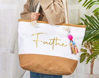 Bridesmaid Boat Tote Bag,Bridesmaid Gift Bag,Burlap Tote Bag,Monogram Tote Bag,Bachelorette Bags,Tote Bag with Zipper,Bridesmaid Gift