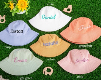 Chapeau de seau de bébé personnalisé, chapeau de soleil de bébé, chapeau de plage de bébé, chapeau de seau brodé, chapeau de bébé monogramme, chapeau pour tout-petit garçon filles, cadeau de fête de bébé