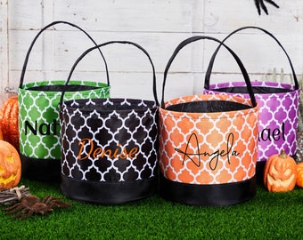 Personalized Halloween Basket, Halloween Gifts, Monogram Trick or Treat Bag, Kids Halloween Bucket with Name, Custom Candy Bag,Gift for Kids