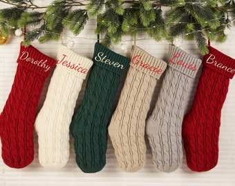Personalized Christmas Stockings, Embroidered Holiday Stocking, Christmas Gift, Knitted Christmas Stocking, Monogram Family Stockings, Decor