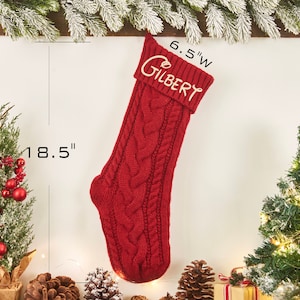 Personalized Christmas Stockings, Embroidered Stocking, Christmas Gift, Knitted Name Stockings, Monogram Family Stockings, Holiday Stockings zdjęcie 5
