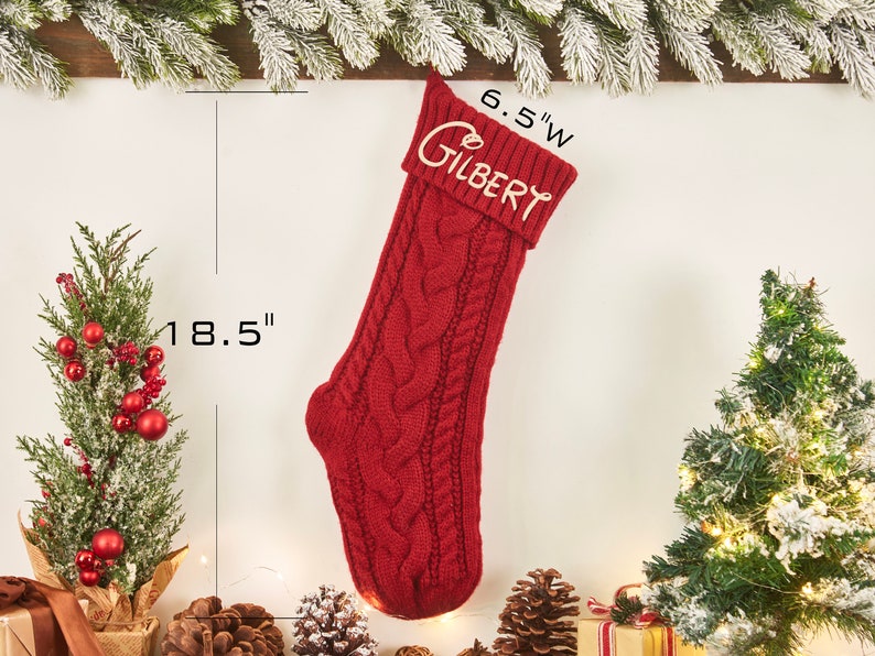 Personalized Christmas Stockings, Embroidered Stocking, Christmas Gift, Knitted Name Stockings, Monogram Family Stockings, Holiday Stockings zdjęcie 5