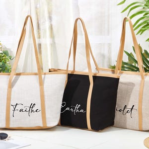 Sac fourre-tout en toile personnalisé,Sac de plage personnalisé pour femme,Sacs fourre-tout de demoiselle d'honneur,Cadeau fourre-tout de plage,Sacs de bienvenue pour mariage,Cadeau bachelorette