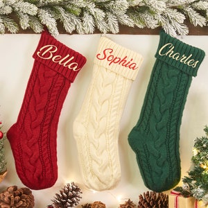 Personalized Christmas Stockings, Embroidered Stocking, Christmas Gift, Knitted Name Stockings, Monogram Family Stockings, Holiday Stockings zdjęcie 6