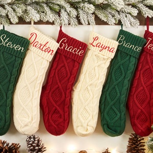 Personalized Christmas Stockings, Embroidered Holiday Stocking, Christmas Gift, Knitted Stocking, Monogram Family Stockings, Xmas Decoration