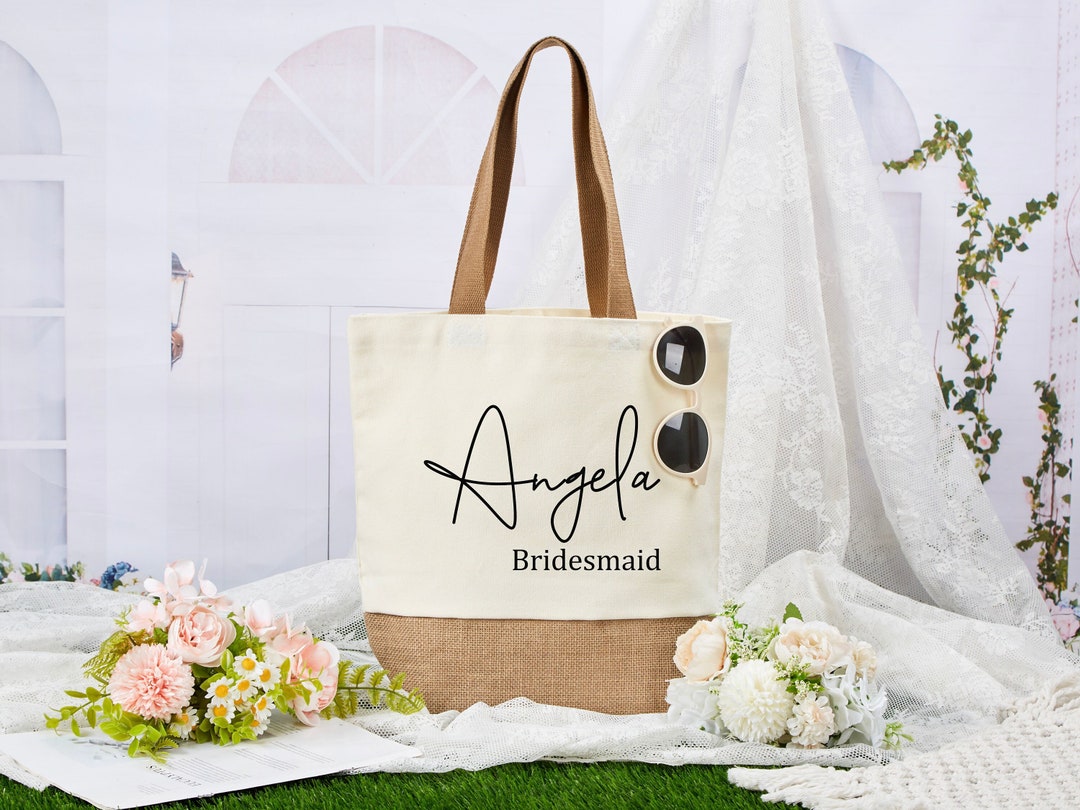 Personalized Bridesmaid Tote Bag, Beach Tote Bag, Bridesmaid Gifts Bag ...
