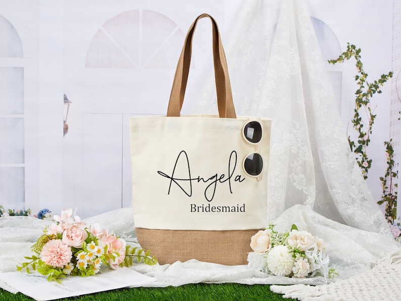 Personalized Bridesmaid Tote Bag, Beach Tote Bag, Bridesmaid Gifts Bag ...